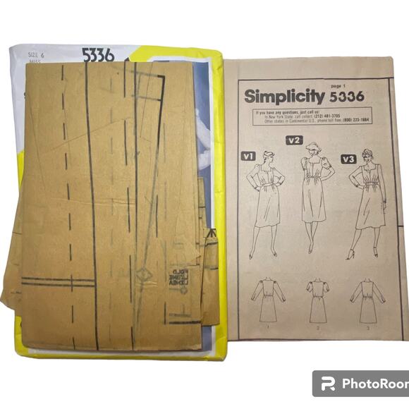 Simplicity 5336 Dress Pattern Miss 6 Pullover Side Pocket Square Neck Date - Picture 5 of 6